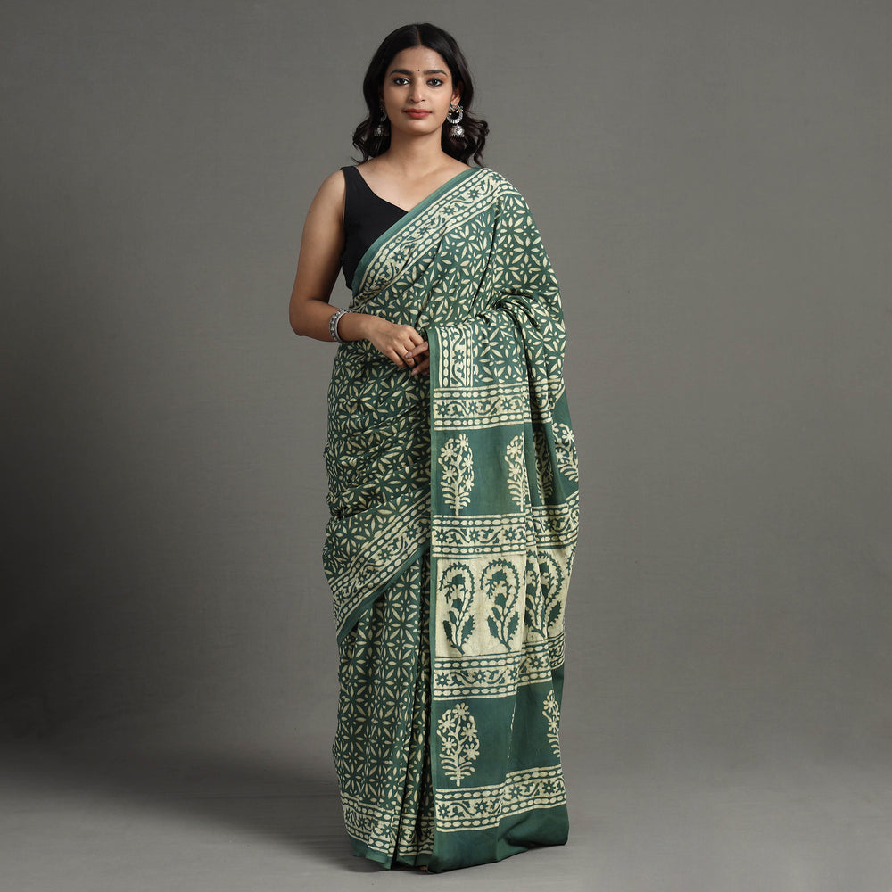 block printed saree