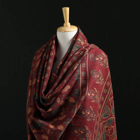 Ajrakh Hand Block Print Natural Dyed Handwoven Acrylic Wool Shawl 17