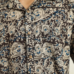 Black - Kalamkari Block Printed Cotton Men Full Sleeve Shirt 15