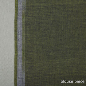 Green - handloom cotton phulia jamdani saree with tassels