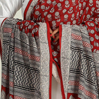 Red - Hand Block Print Cotton Bagh Dupatta 09