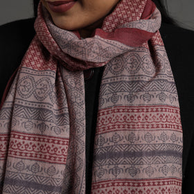 Maroon - bagh hand printed merino woollen stole 52