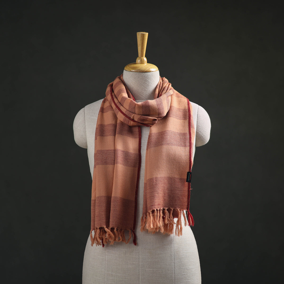 Peach - Kumaun Handwoven Pure Merino Wool Stole 116
