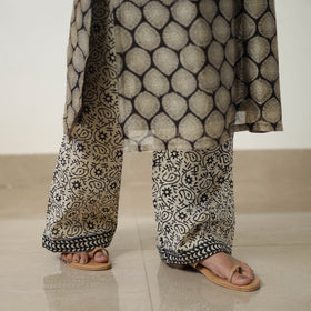 Buy Beige Chanderi Silk Hand Block Bagru Print Kurta Set