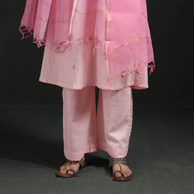 Plain Slub Cotton Hand Embroidered Suit Set with Dupatta for women 07