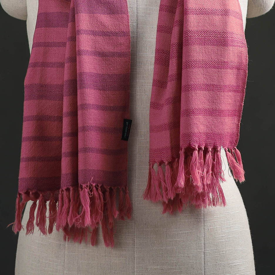 Pink - Kumaun Handwoven Pure Merino Wool Stole 117