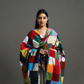  Multicolor Indigo Cotton Reversible Patchwork Dupatta