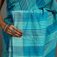 Blue - Stripes Cotton Handloom Saree 09