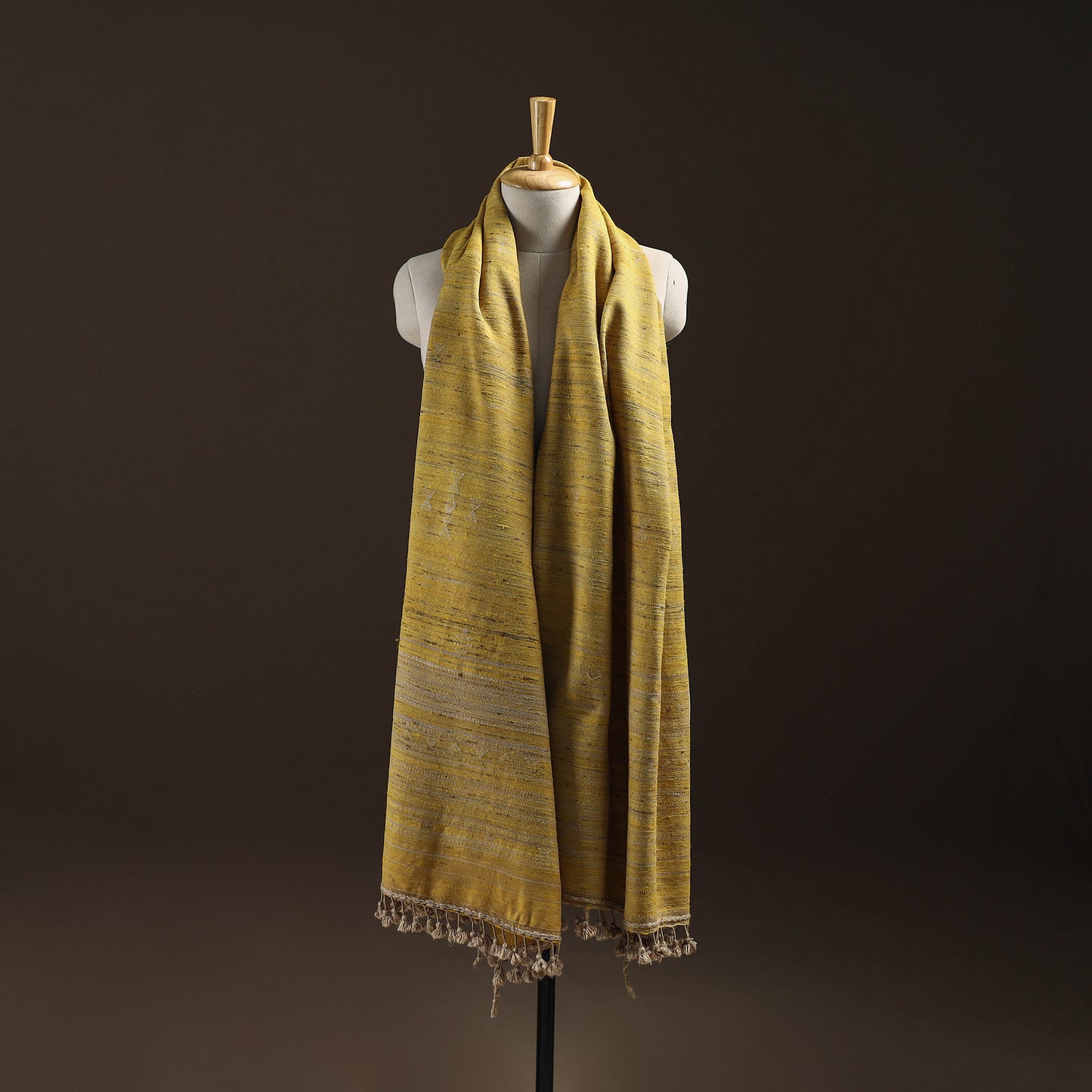 Kutch Bhujodi Handspun Handwoven Merino Wool x Katia Silk Chomuk Buta Shawl 05