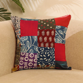 Buy Multicolor Handcrafted Cotton Patchwork Cushion Cover