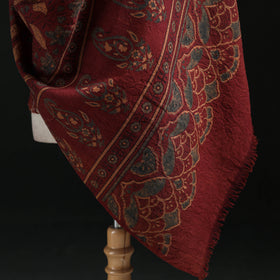 Ajrakh Hand Block Print Natural Dyed Handwoven Acrylic Wool Shawl 17