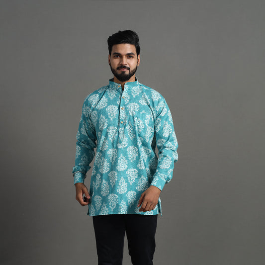 Kantha Stitch Cotton Short Sanganeri Kurta for Men 03