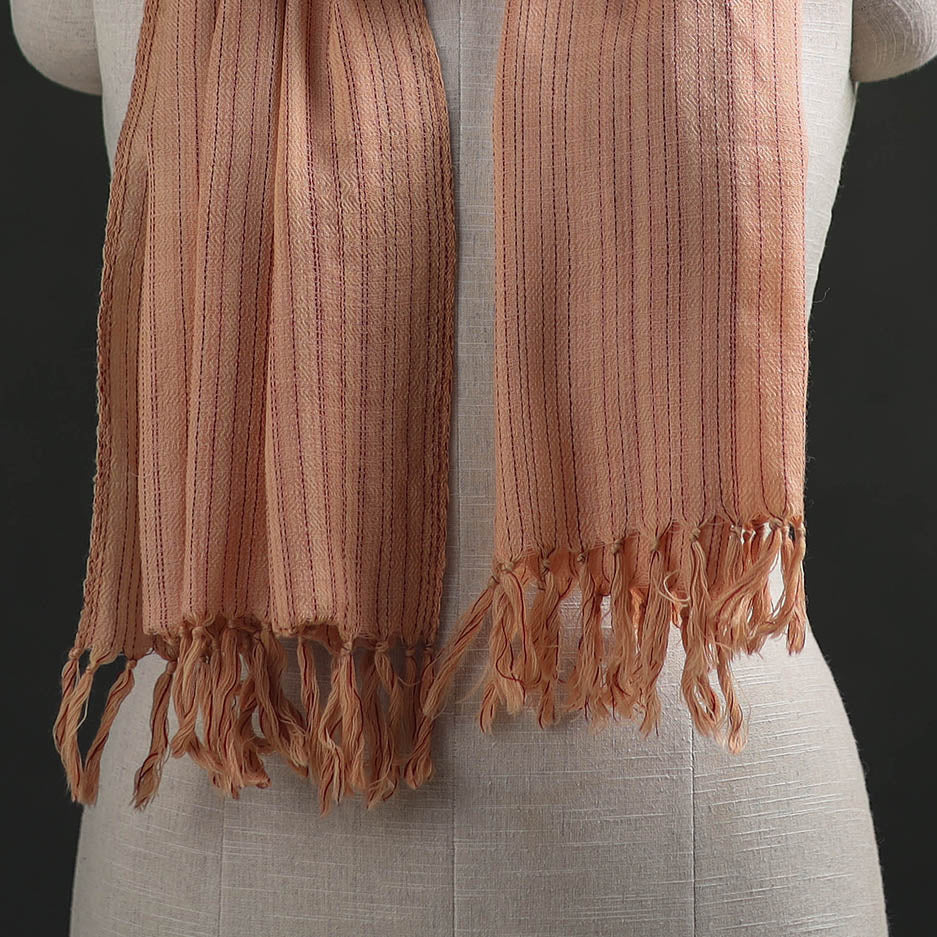 Peach - Kumaun Handwoven Pure Merino Wool Stole 118