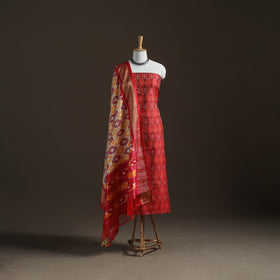 Pochampally Ikat Handloom Sico Unstitched Dress Material: Kurta with Mulberry Silk Dupatta 39