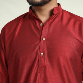 Buy Plain Dyed Slub Silk Men Long Kurta Online at iTokri.com