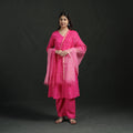 Plain Slub Cotton Hand Embroidered Suit Set with Dupatta for women 08