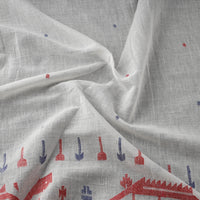 White - Pure Handloom Cotton Bengal Jamdani Fabric 06