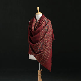 Ajrakh Hand Block Print Natural Dyed Handwoven Acrylic Wool Shawl 18