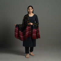 Black - Mirror Work Handwoven Bagida Bandhani Wool Shawl 10