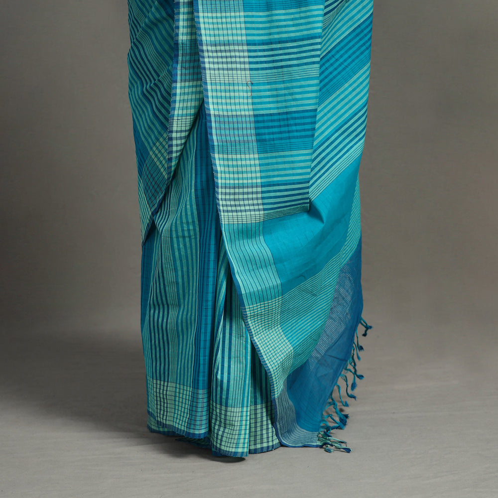 Blue - Stripes Cotton Handloom Saree 09