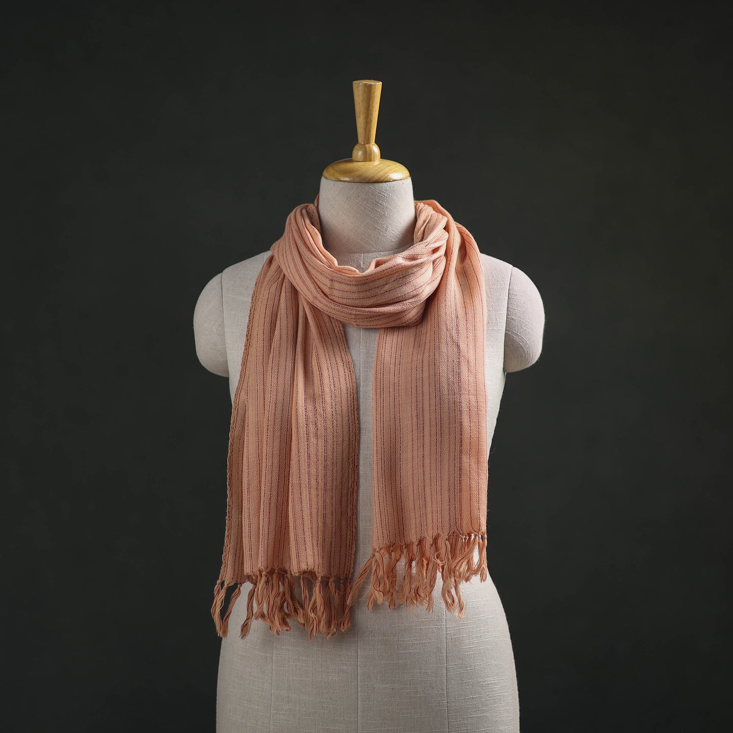 Peach - Kumaun Handwoven Pure Merino Wool Stole 118