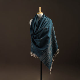 Kutch Bhujodi Handspun Handwoven Merino Wool x Katia Silk Chomuk Buta Shawl 06