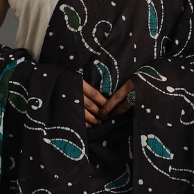  Black Cotton Hand Batik Print Dupatta