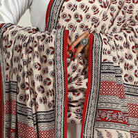 Beige - Hand Block Print Cotton Bagh Dupatta 10