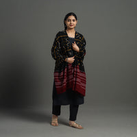 Black - Mirror Work Handwoven Bagida Bandhani Wool Shawl 10