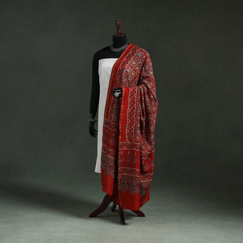 Chanderi Silk Kutch Hand Block Print Natural Dyed Handloom Ajrakh Dupatta 18