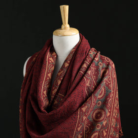 Ajrakh Hand Block Print Natural Dyed Handwoven Acrylic Wool Shawl 18