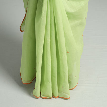 Green - Srikakulam Handloom Jamdani Buti Cotton Saree with Tassels