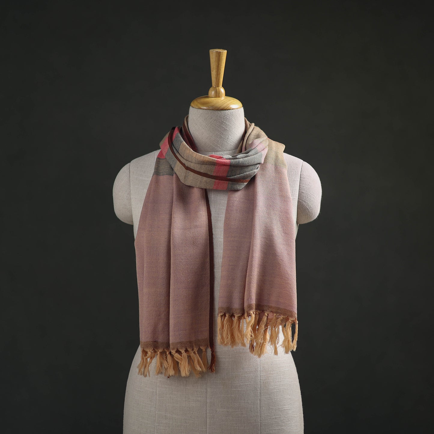 Pink - Kumaun Handwoven Pure Merino Wool Stole 119