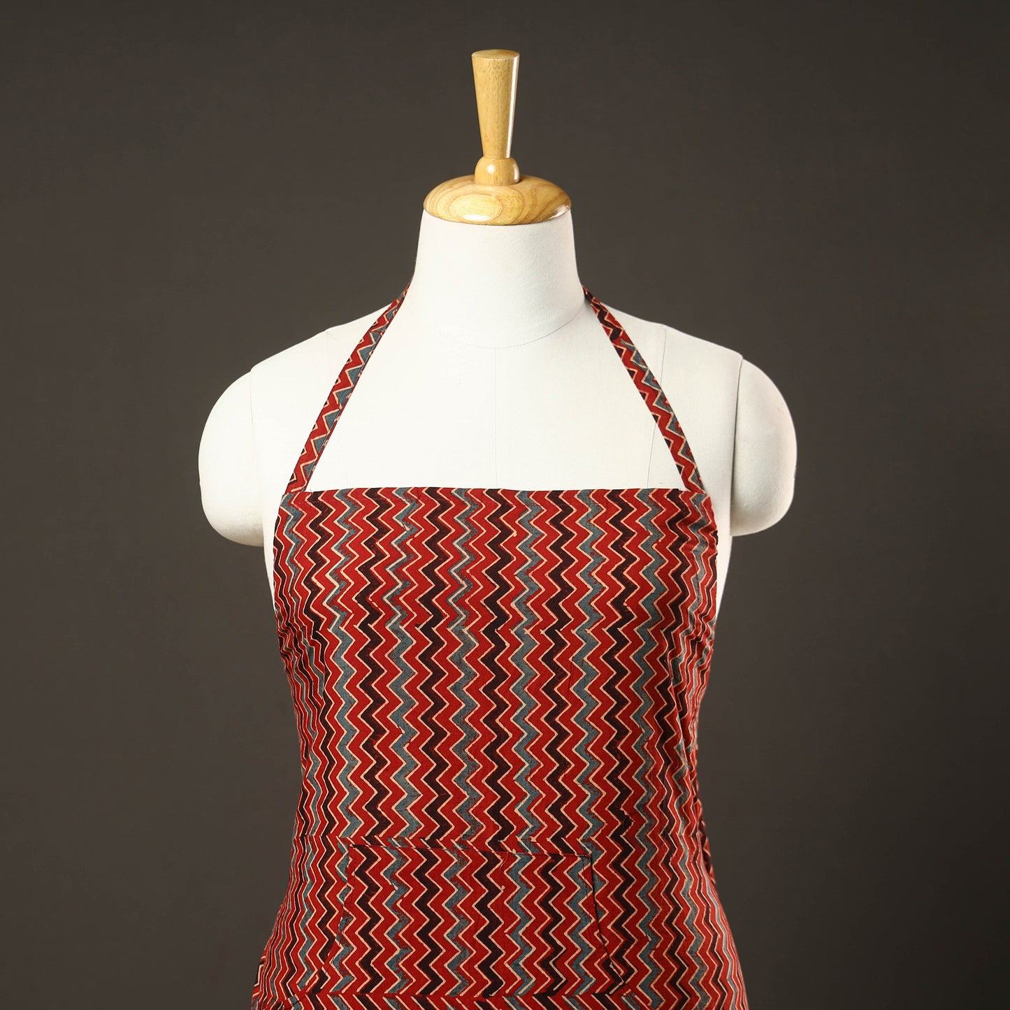 Ajrakh Block Printed Cotton Apron with Pocket 51