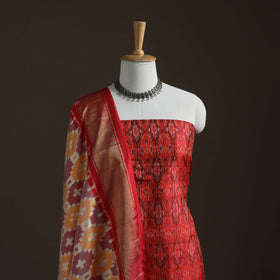 Pochampally Ikat Handloom Sico Unstitched Dress Material: Kurta with Mulberry Silk Dupatta 39