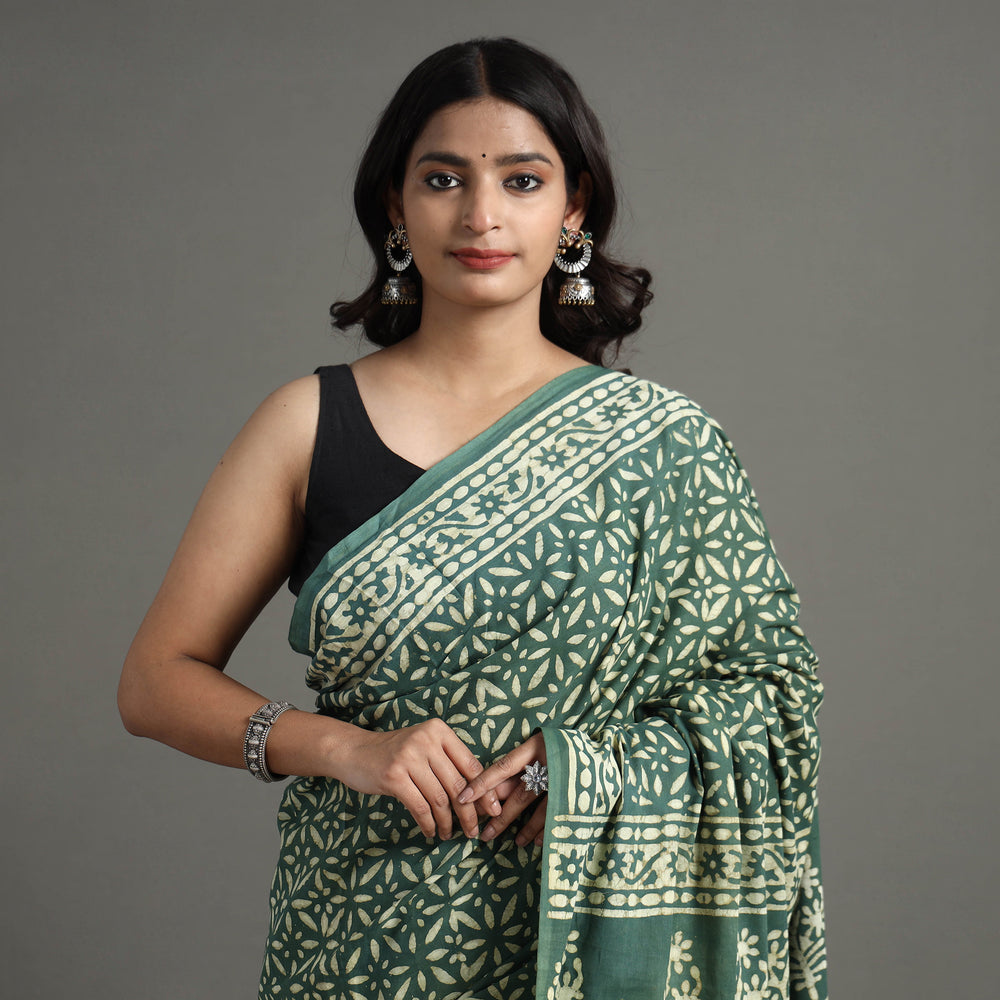 block printed saree