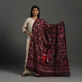 Maroon - Cotton Hand Batik Print Dupatta 36