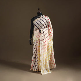 Chanderi Silk Leheriya Tie-Dye Saree with Zari Border 10