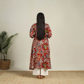 Buy Red Printed Cotton A-Line Kalamkari Kurta