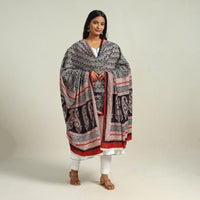 Grey - Hand Block Print Cotton Bagh Dupatta 11