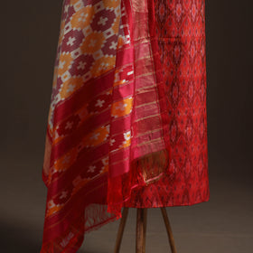 Pochampally Ikat Handloom Sico Unstitched Dress Material: Kurta with Mulberry Silk Dupatta 39