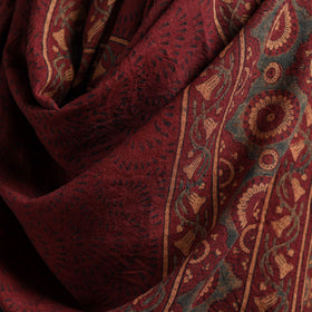 Ajrakh Hand Block Print Natural Dyed Handwoven Acrylic Wool Shawl 18