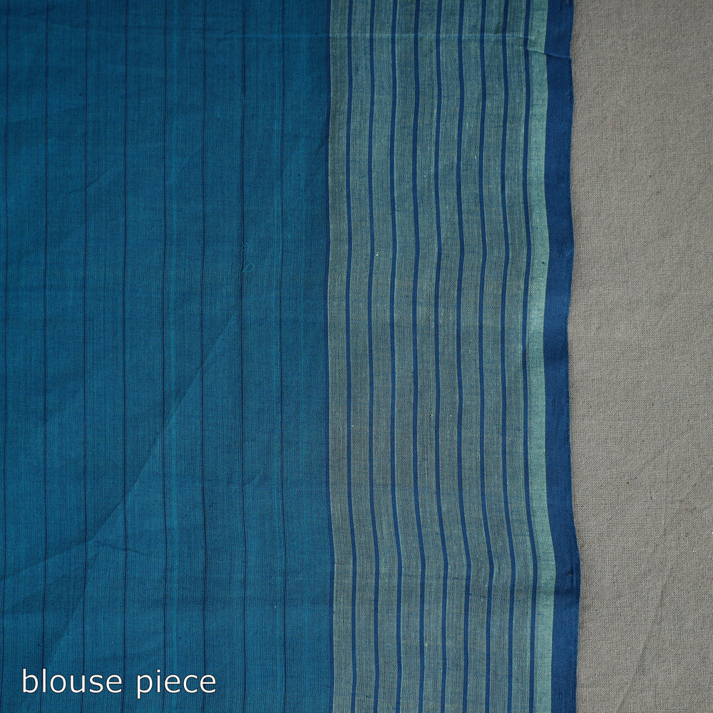 Blue - Stripes Cotton Handloom Saree 09