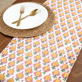 Yellow Handcrafted Cotton Table Runner