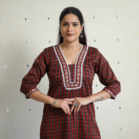 Maroon - Traditional Cotton Khun Straight Kurta for Women 12