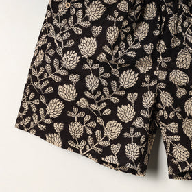  Black Block Print Cotton Unisex Bagru Shorts/Boxer