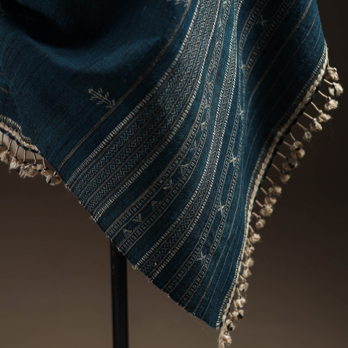 Kutch Bhujodi Handspun Handwoven Merino Wool x Katia Silk Chomuk Buta Shawl 06