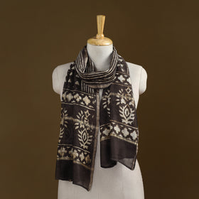 Brown - Pipad Hand Block Print Natural Dyed Chanderi Silk Handloom Stole 56