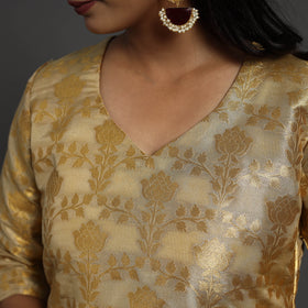 Buy Beige Cutwork Tissue Zari Jaal Banarasi Silk Kurta