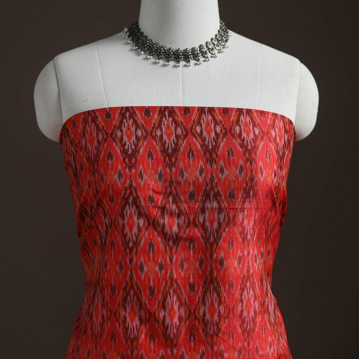 Pochampally Ikat Handloom Sico Unstitched Dress Material: Kurta with Mulberry Silk Dupatta 39